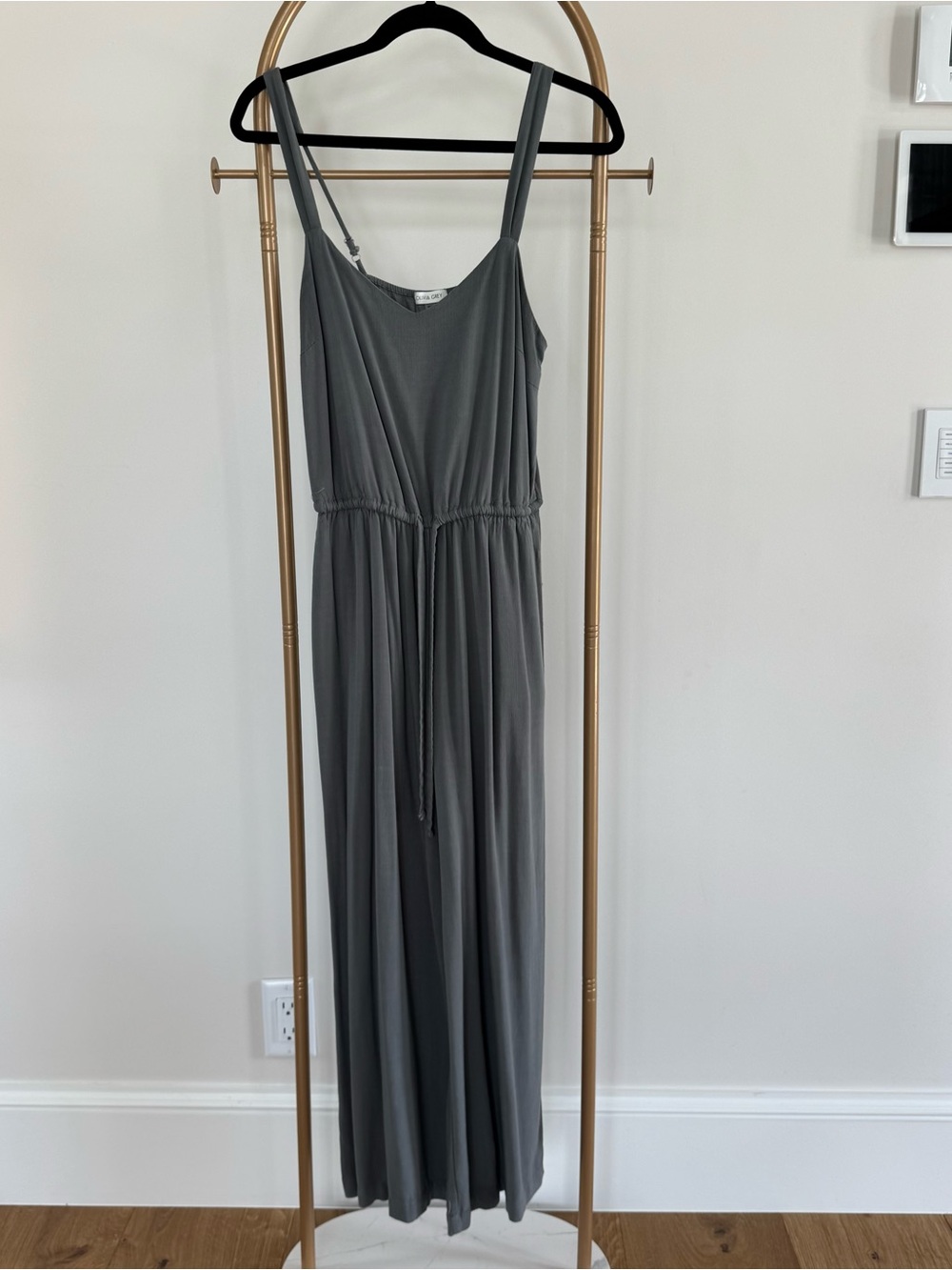 Sleeveless Grey Jumpsuit with Drawstring Waist